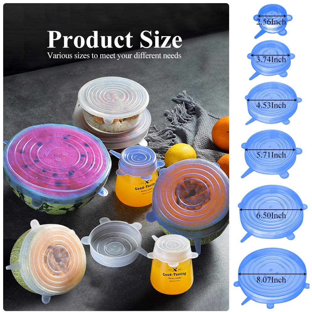 Silicone Lids, Set of 3 Reusable Silicone Suction Bowl Lids