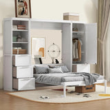 Queen Murphy Bed with Shelves