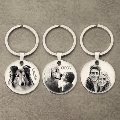 Custom Name Photo Keychain