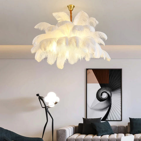 Nordic Ostrich Feather LED Pendant Light