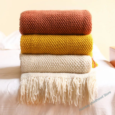 Corn Grain Pattern Knitted Blanket