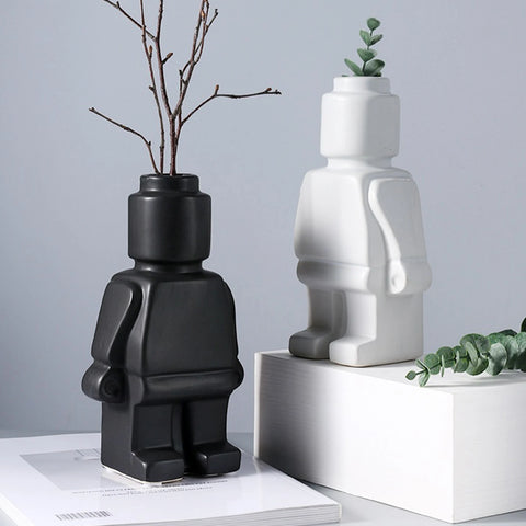 Resin Lego Man Flower Vase