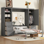 Queen Murphy Bed with Shelves