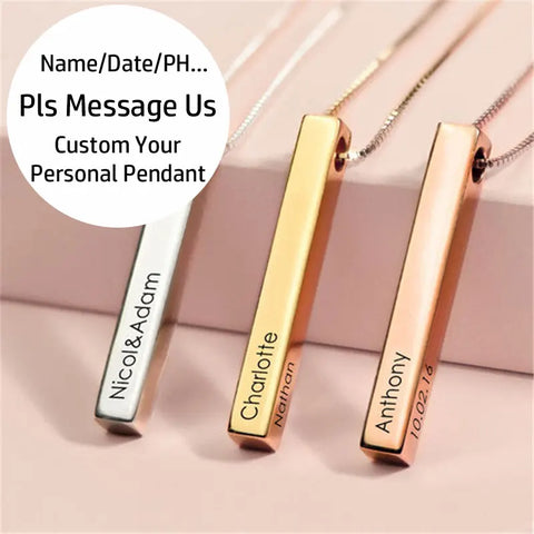 Personalized Engraved Bar Necklace