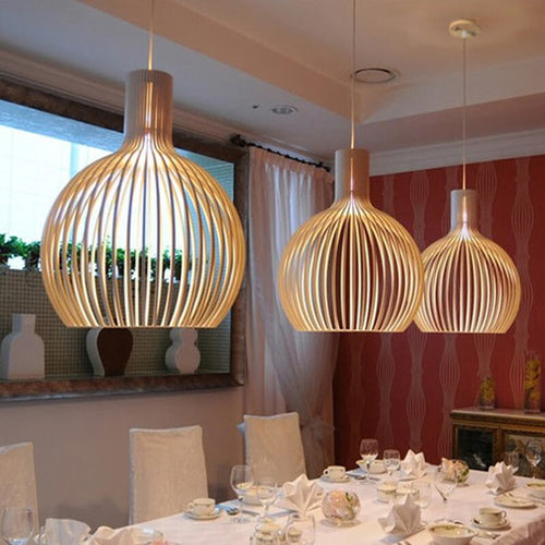 Wood birdcage online lamp pendant light