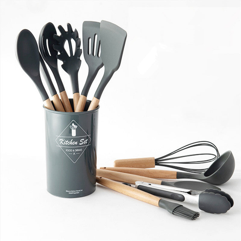GCP Products 33 Pcs Silicone Kitchen Utensils Set, Kitchen Cooking Utensils  Set With Black Natural Walnut